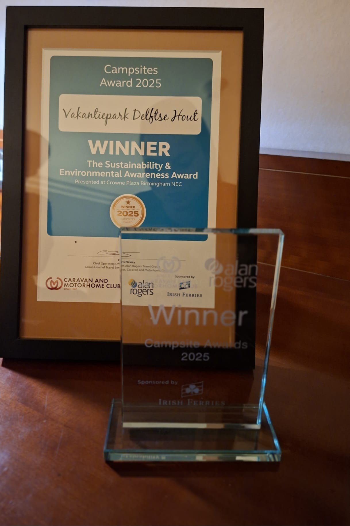 Vakantiepark Delftse Hout receives the Sustainability & Environmental Awareness Award